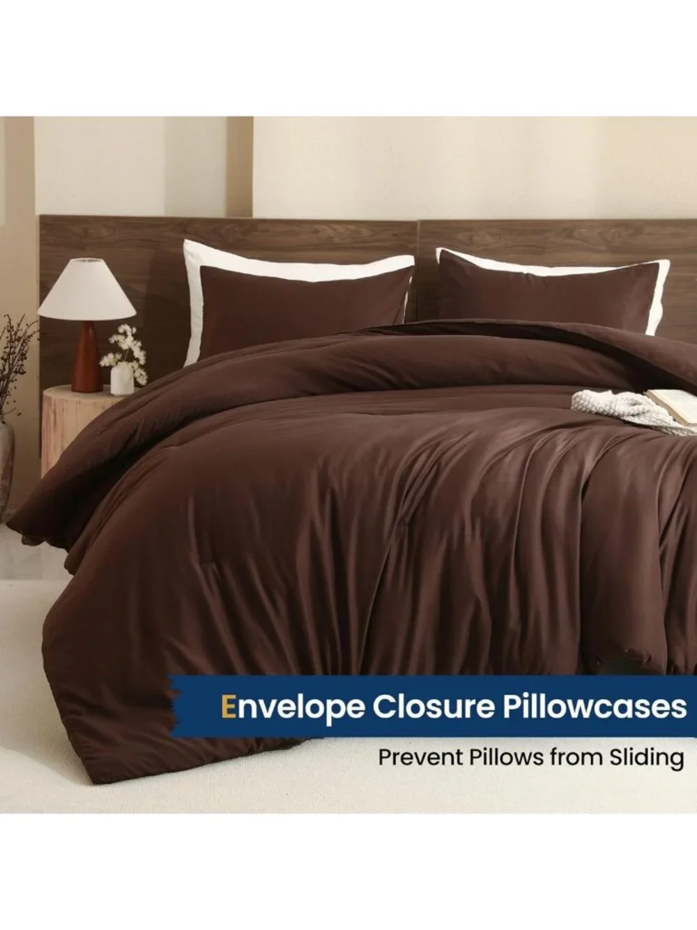 Cozy Earthy Brown Queen Comforter Set, 3-Piece Lightweight Bedding, Soft
